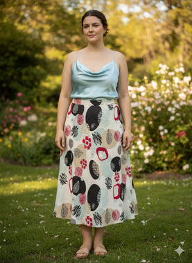 Hobbs Linen Skirt Flare Artsy boho whimsical Mod Retro Revival womens Size-12